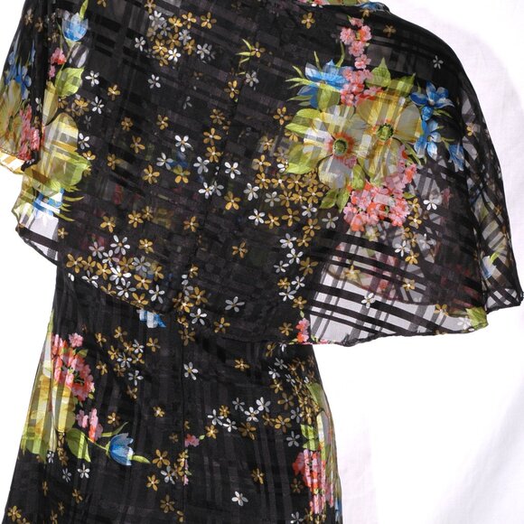 Maxi DRESS Sleeveless Lined Floral Party Cottage Core Vintage 70s 80s Sz XS - Picture 6 of 8